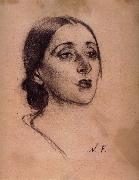 Nikolay Fechin Portrait  of woman painting